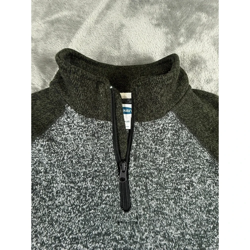 Old Navy Kids Boys XL 14 16 Gray Black Speckled Quarter Zip Pullover Sweater - Picture 3 of 7
